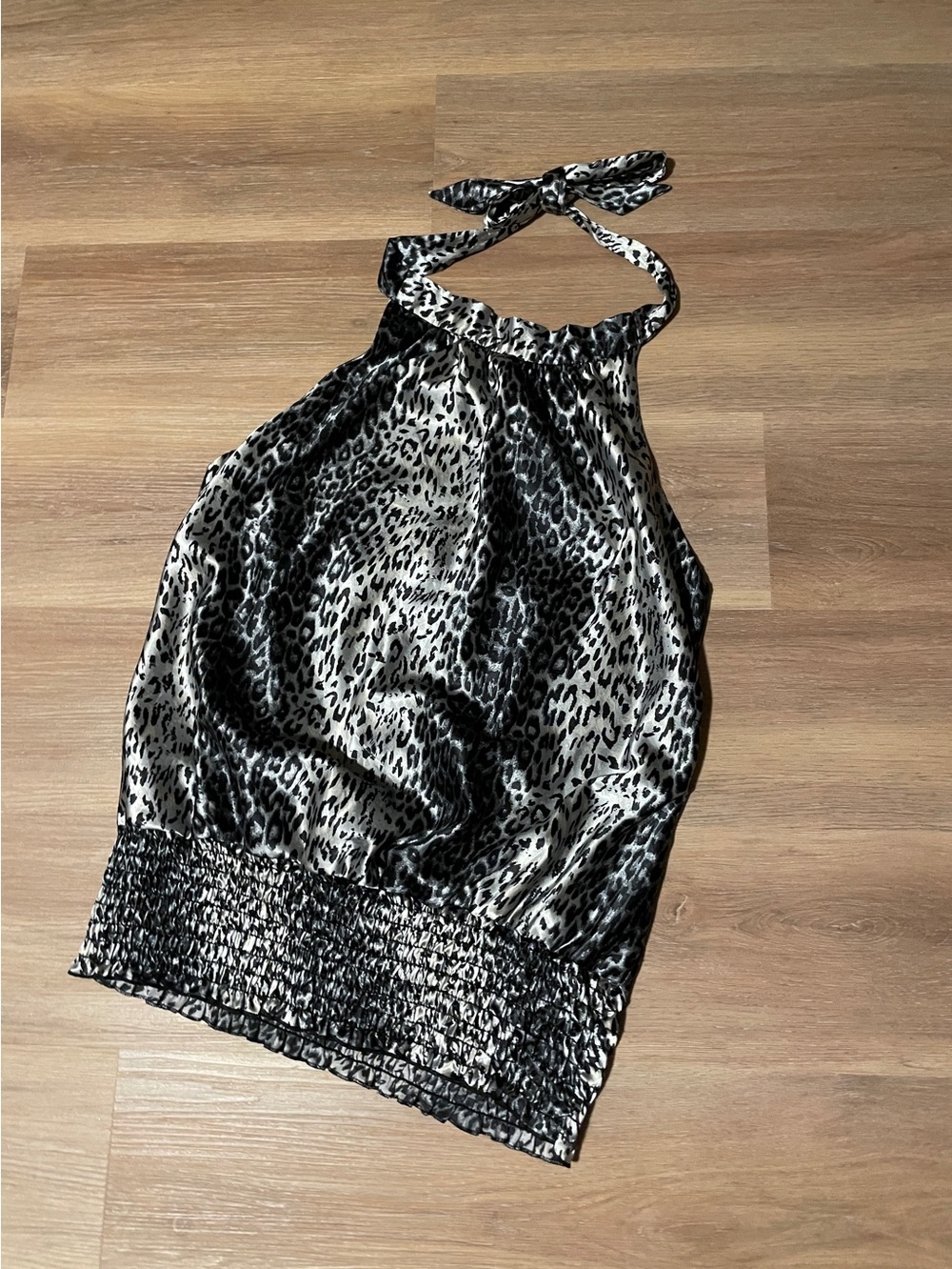 Women’s Black & White Leopard Halter Top